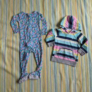✨  Baby Girl 18 month footie and hoodie lot!